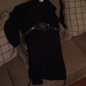 Pretty good medium long black blouse waisted gem